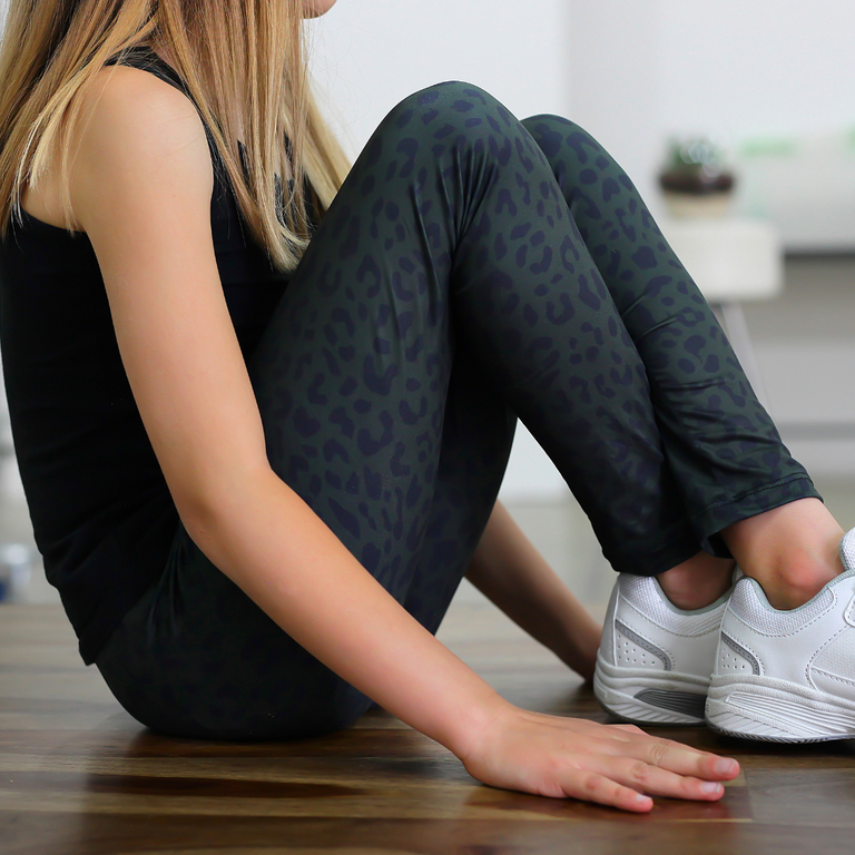 Olive Green Leopard Poppets Leggings